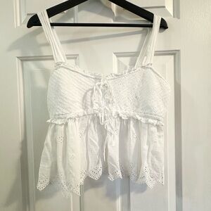 American Eagle Smocked Cotton Babydoll Top
